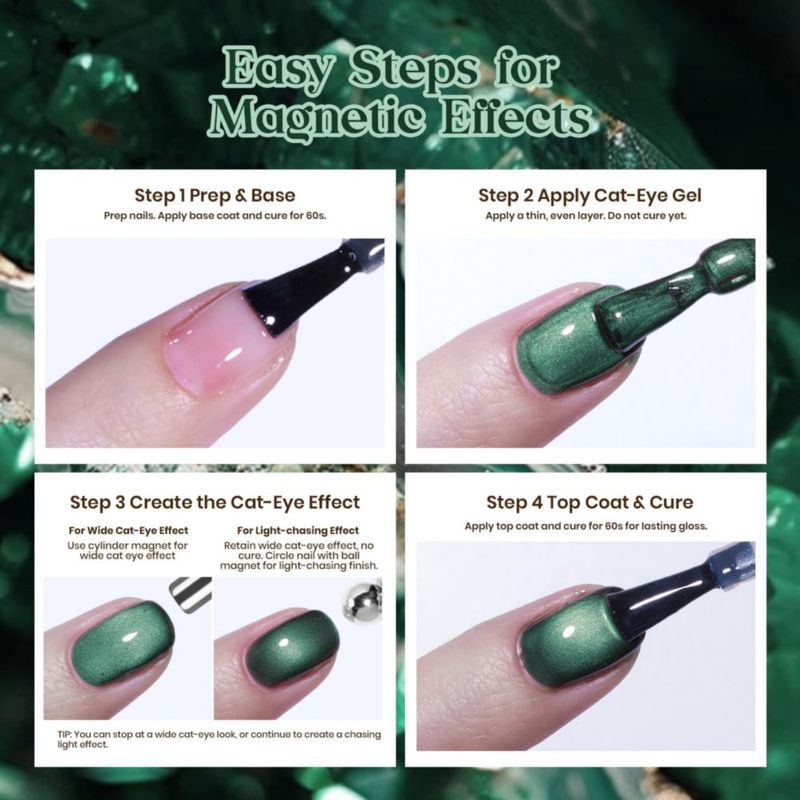 Esmalte de gel Beetles 15 ml Verde Esmeralda Cat Eye