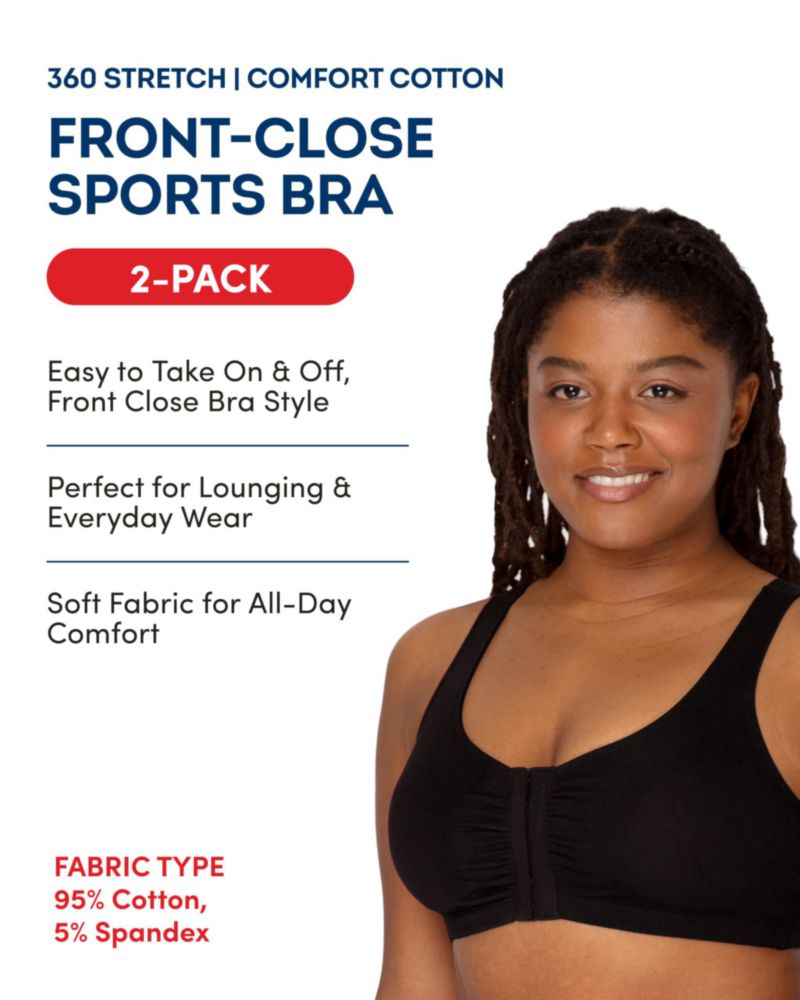 Fruit of the Loom Sujetador Deportivo Mujer de Cierre Frontal - Pack de 3