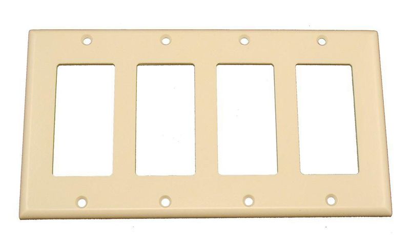 Placa de pared Leviton Decora GFCI de 4 elementos termoendurecible color almendra claro