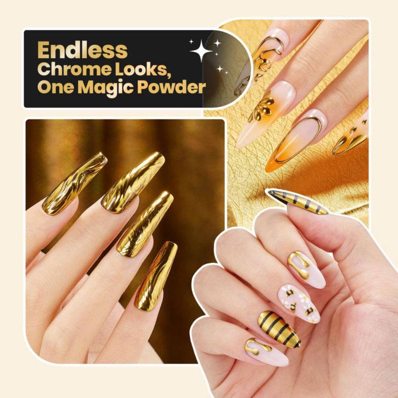 Polvo de uñas Beetles Gel Polish Gold Chrome Mirror