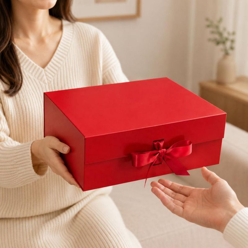 Caja de regalo Tekhoho negra 33 × 27 × 13 cm con cinta