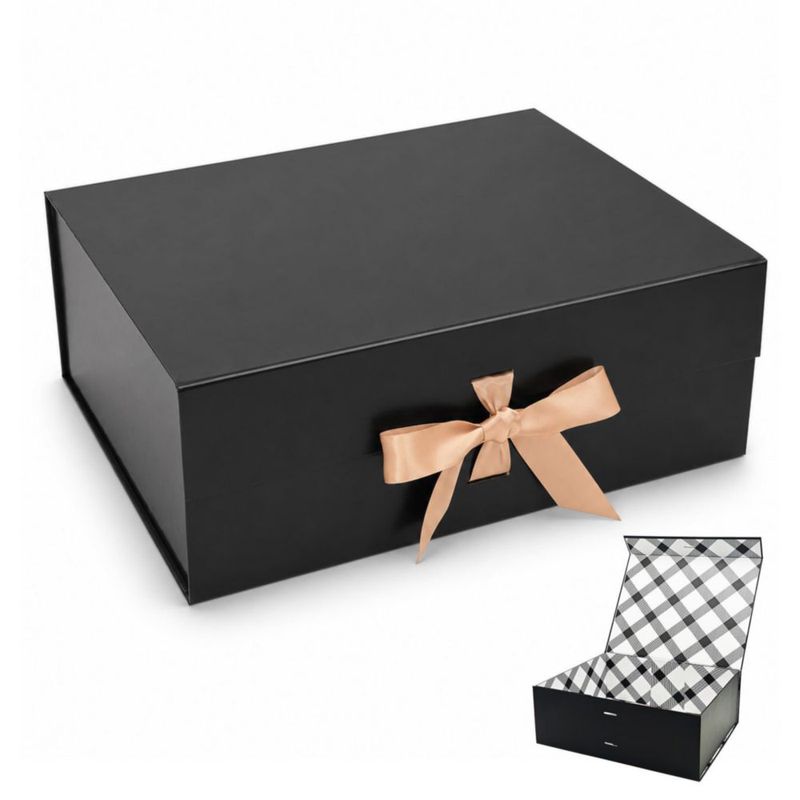 Caja de regalo Tekhoho negra 33 × 27 × 13 cm con cinta