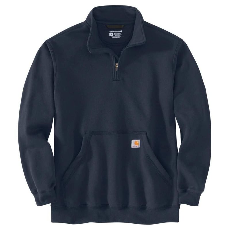 Sudadera Carhartt mediana New Navy con cremallera 1/4 y cuello simulado