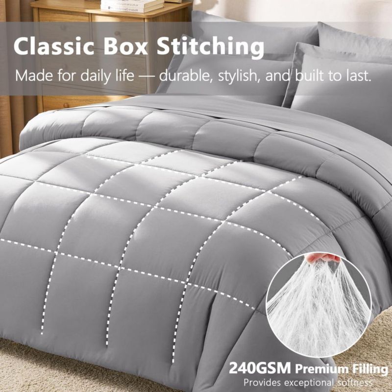 Juego de Edredón CozyLux Full de 7 piezas gris