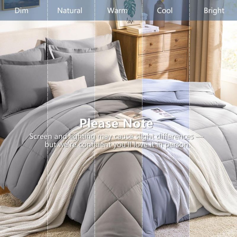 Juego de Edredón CozyLux Full de 7 piezas gris