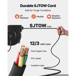 Carrete de cable de extensión retráctil VEVOR 14 m 12AWG negro 125 V