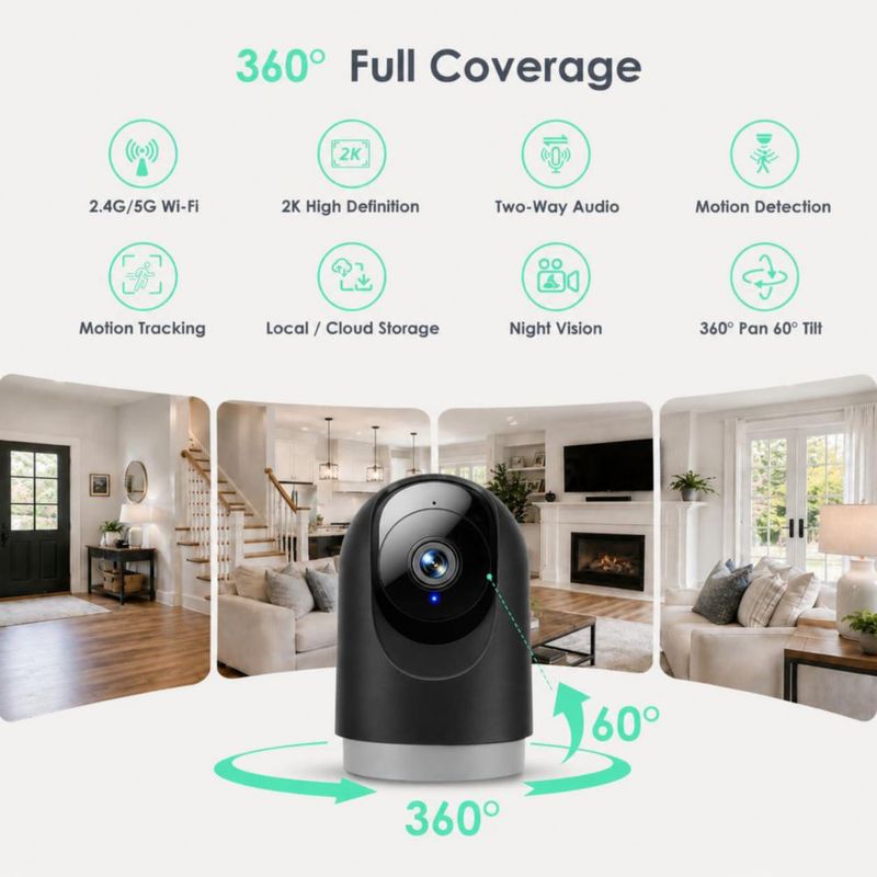 Cámara interior YOTON 2K 5G Wi‑Fi con seguimiento de movimiento