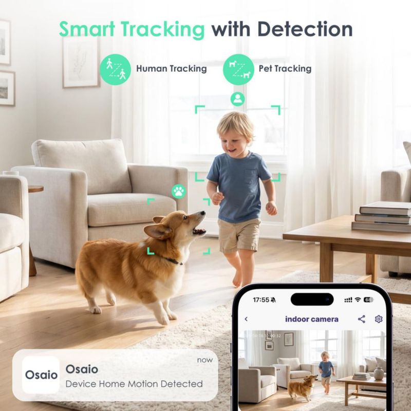 Cámara interior YOTON 2K 5G Wi‑Fi con seguimiento de movimiento