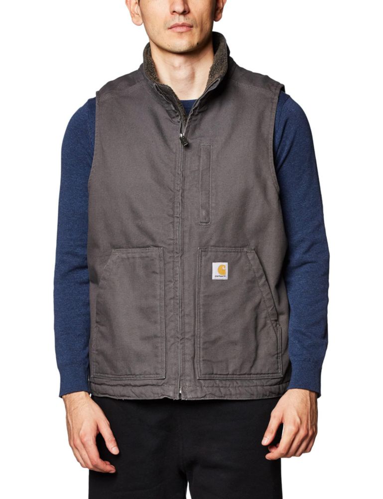 Chaleco Carhartt Gris Grava Talla Grande Alta Cuello Simulado