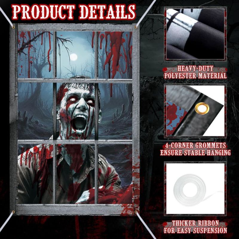 Decoración de ventana LIMUIKA 81x120 cm Pack de 2 Pareja de zombis