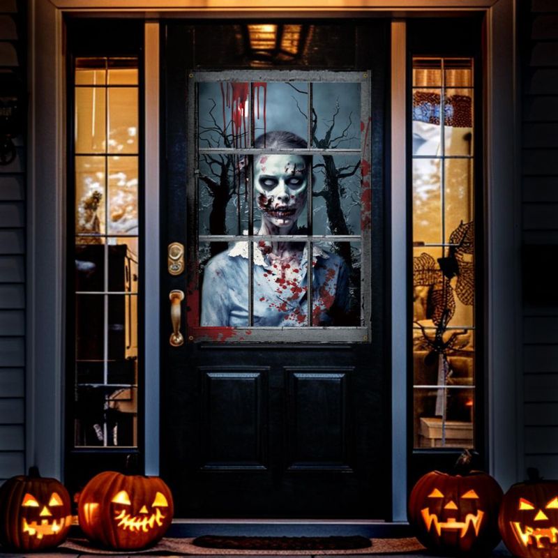 Decoración de ventana LIMUIKA 81x120 cm Pack de 2 Pareja de zombis