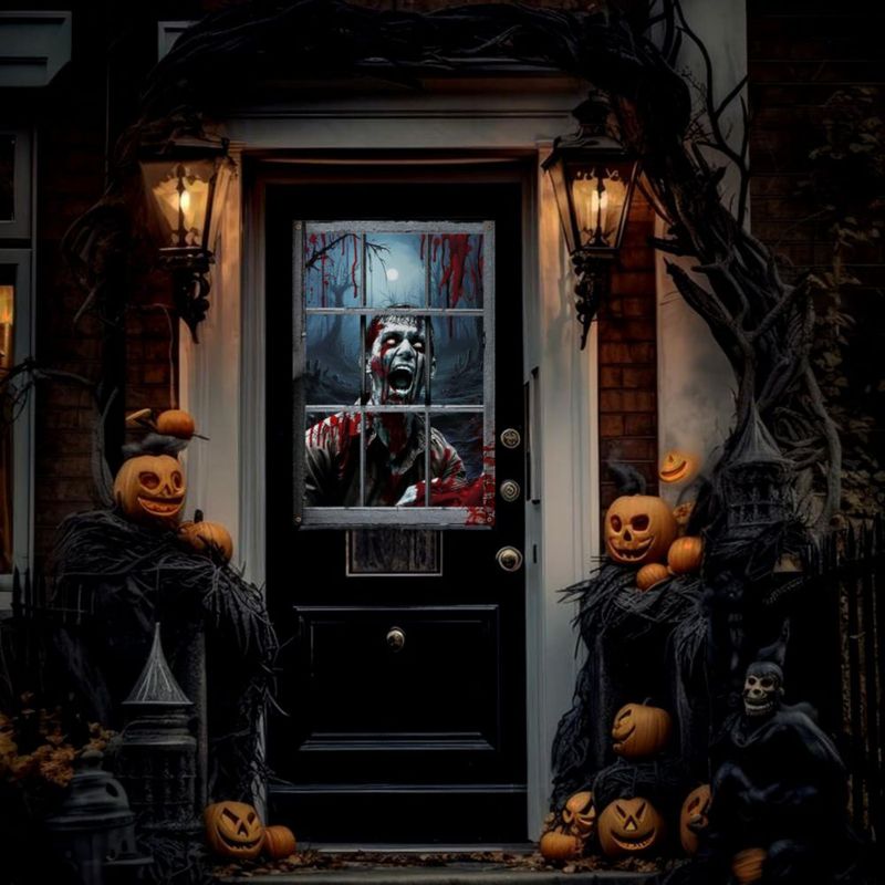 Decoración de ventana LIMUIKA 81x120 cm Pack de 2 Pareja de zombis