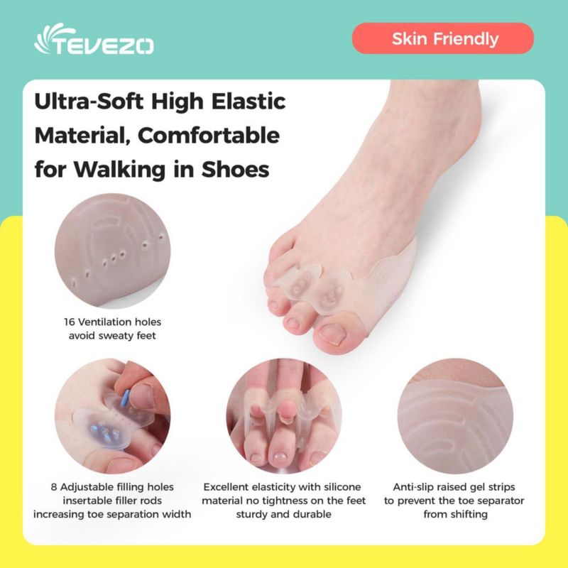 Separadores de dedos Tevezo Corrector de juanetes – Talla grande para adultos