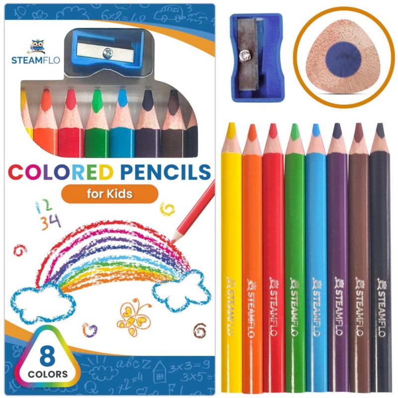 Lápices de colores STEAMFLO Triangular Jumbo 8 colores