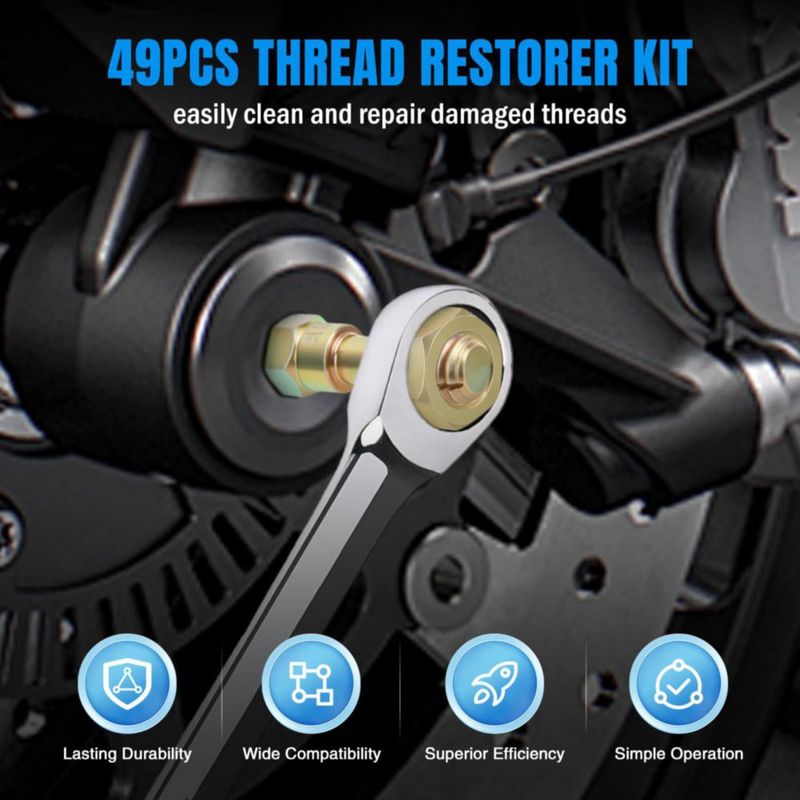 Set de reparación de roscas Nilight 49 piezas SAE Métrico UNC UNF