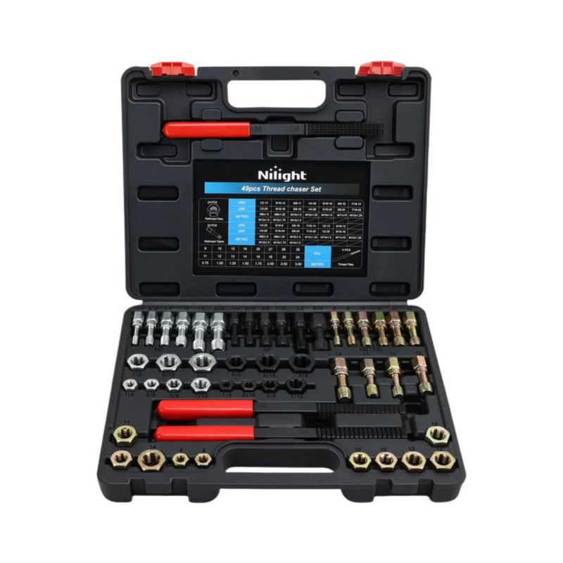 Set de reparación de roscas Nilight 49 piezas SAE Métrico UNC UNF
