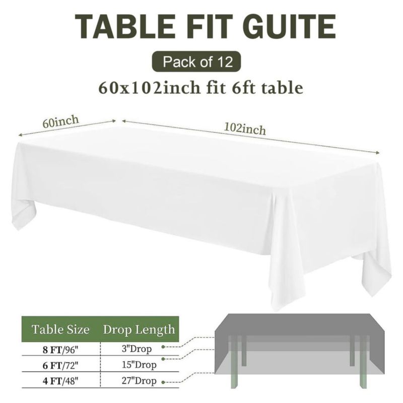 Mantel Yemosa 153x260 cm Blanco - Pack de 12