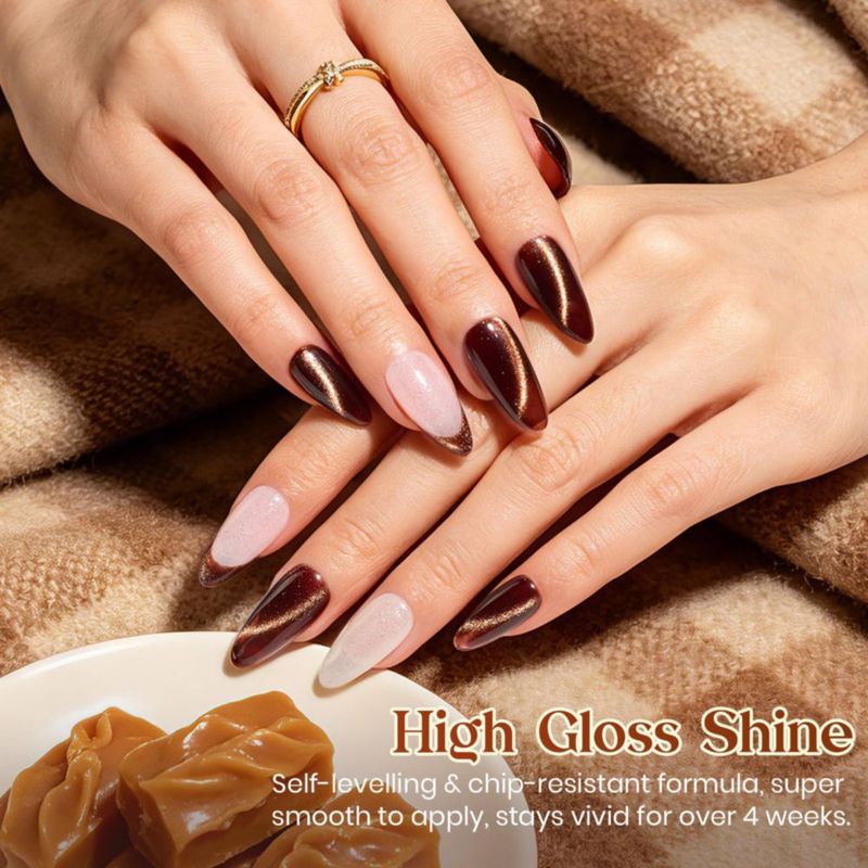 Gel de uñas Beetles 15 ml Marrón Cat Eye Toffee Sparkle