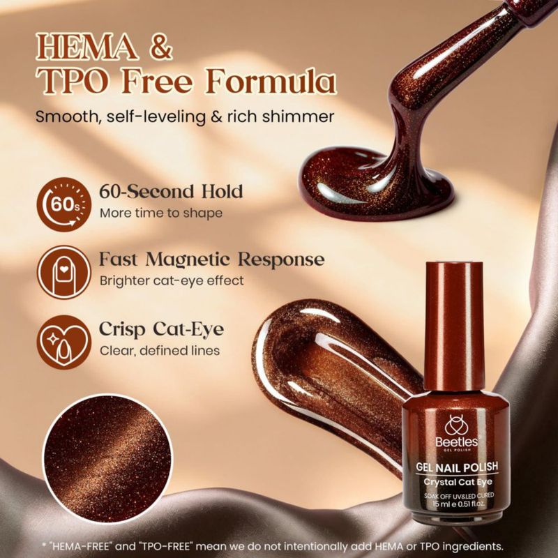 Gel de uñas Beetles 15 ml Marrón Cat Eye Toffee Sparkle