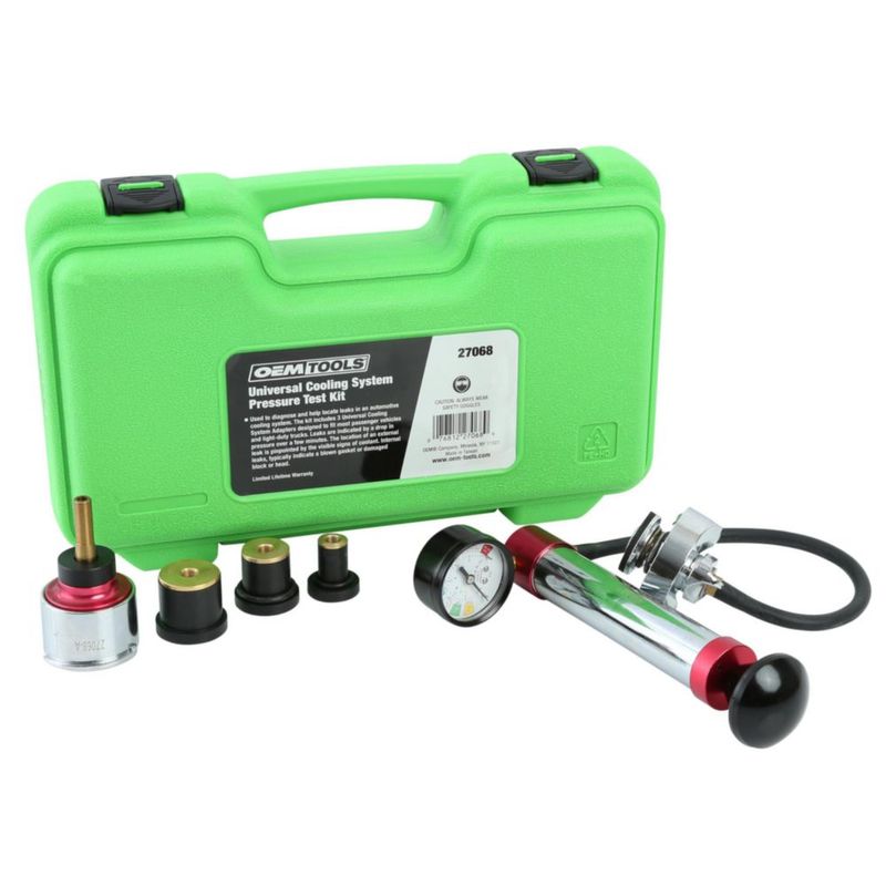 Kit de prueba de presión para sistemas de refrigeración OEMTOOLS 27068 con 3 adaptadores