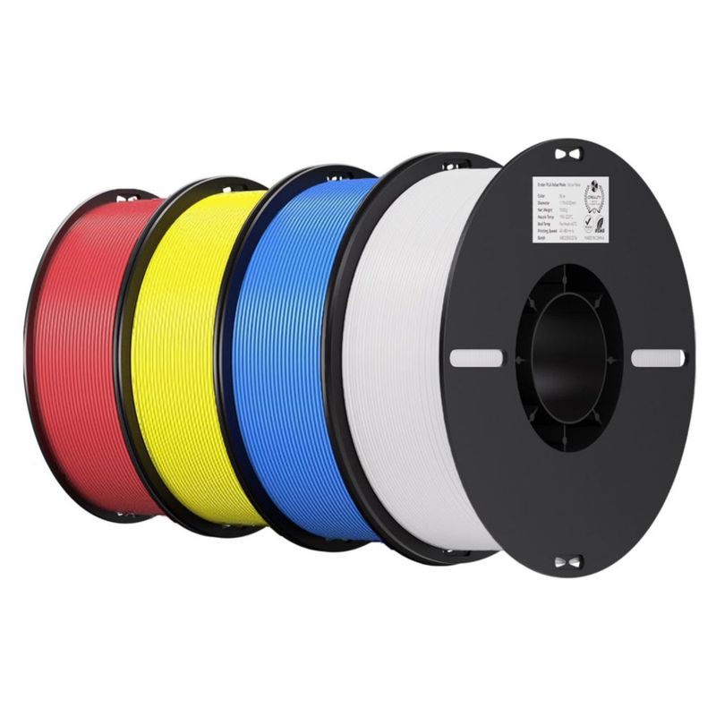Filamento PLA Creality 4 kg pack de 4 colores: blanco rojo azul y amarillo