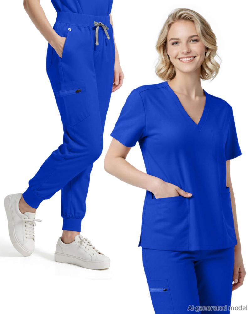 Conjunto de Scrubs Eipnare Azul Real con Cuello en V y Jogger