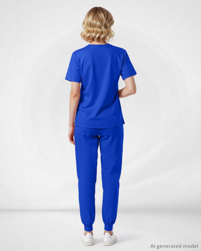 Conjunto de Scrubs Eipnare Azul Real con Cuello en V y Jogger