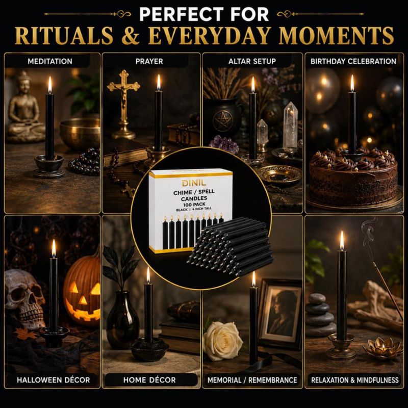 Velas de Hechizo Dinil 100 unidades 10 cm negro sin aroma