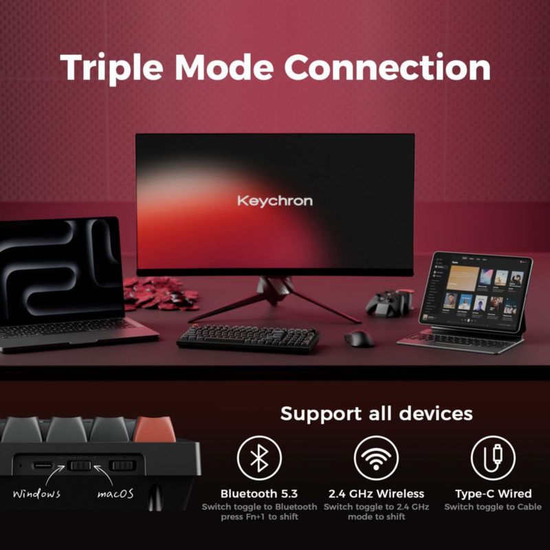 Teclado Keychron V5 Ultra 96% Inalámbrico RGB Negro