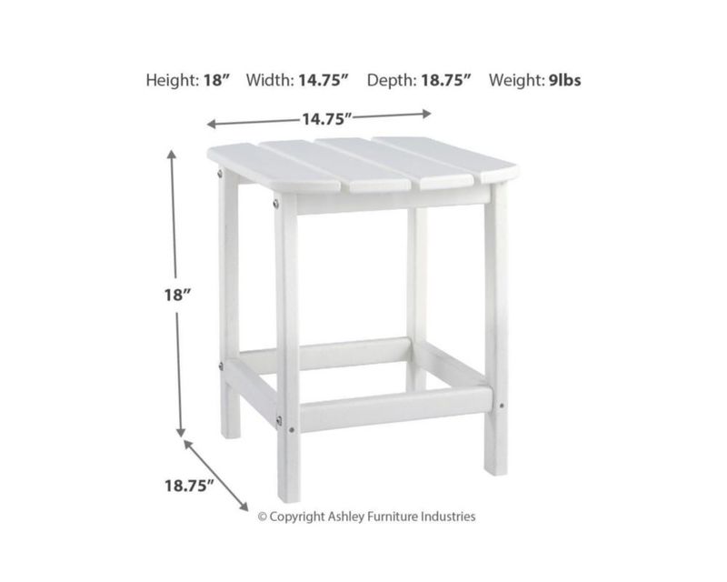 Mesa de exterior con diseño exclusivo de Ashley Sundown White 48 x 38 x 46 cm