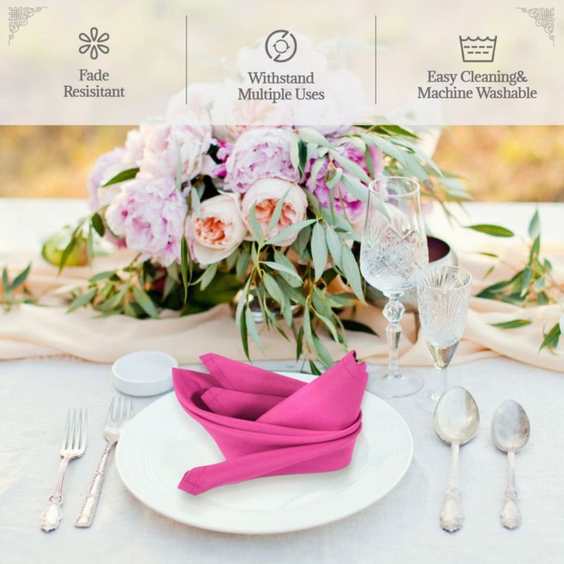 Servilletas de Tela PLOYMONO Fucsia Paquete de 8 – 43 cm Poliéster