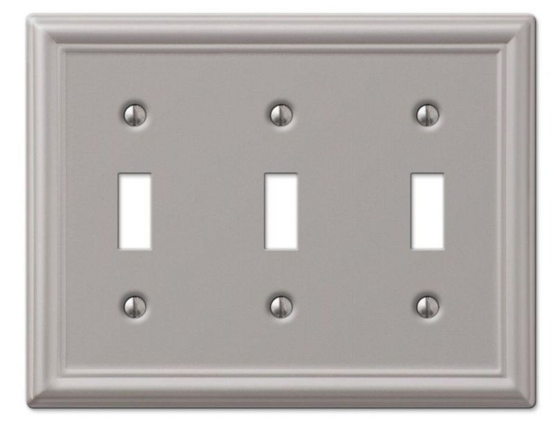 Placa de pared Westek Chelsea de triple palanca de acero y níquel cepillado