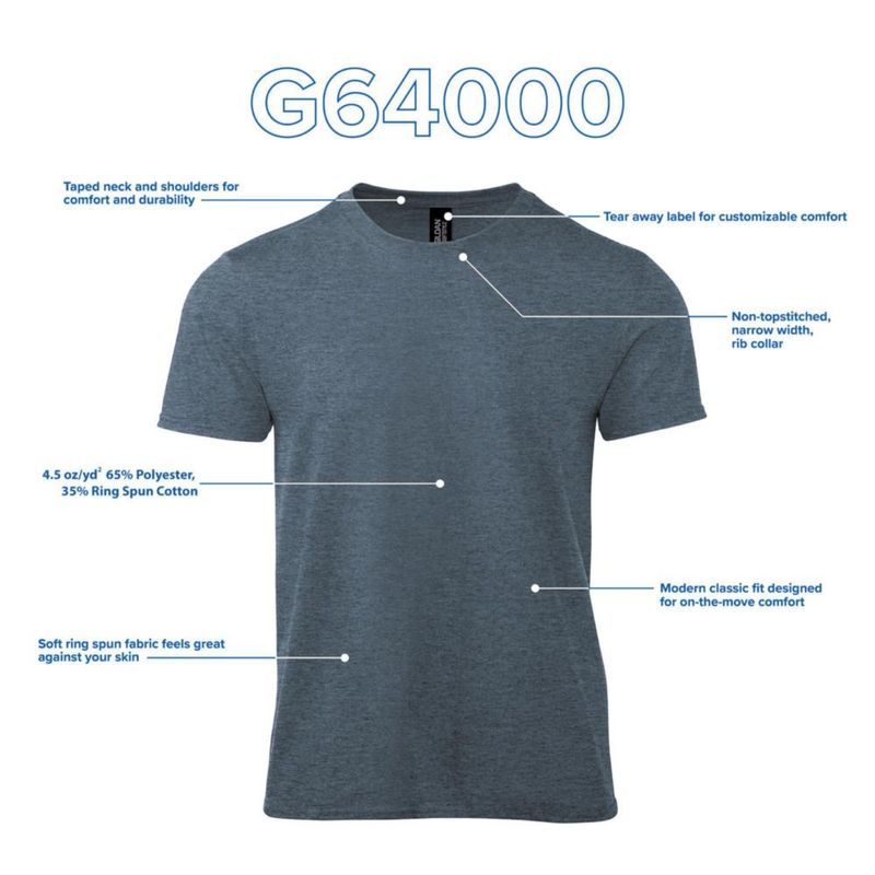 Camiseta Gildan G64000 (2 unidades) color Gris Oscuro talla 3XL