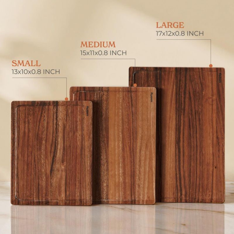 Juego de 3 tablas de cortar SMIRLY de madera de nogal para cocina