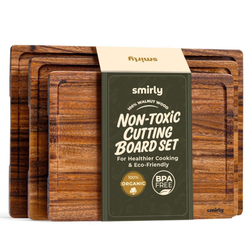 Juego de 3 tablas de cortar SMIRLY de madera de nogal para cocina