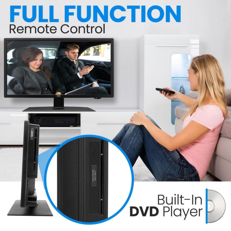 TV Pyle 215" Full HD 1080p con DVD HDMI y adaptador de coche – VESA