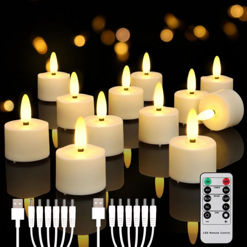 Velas LED recargables FREEPOWER – Pack de 12 con control remoto