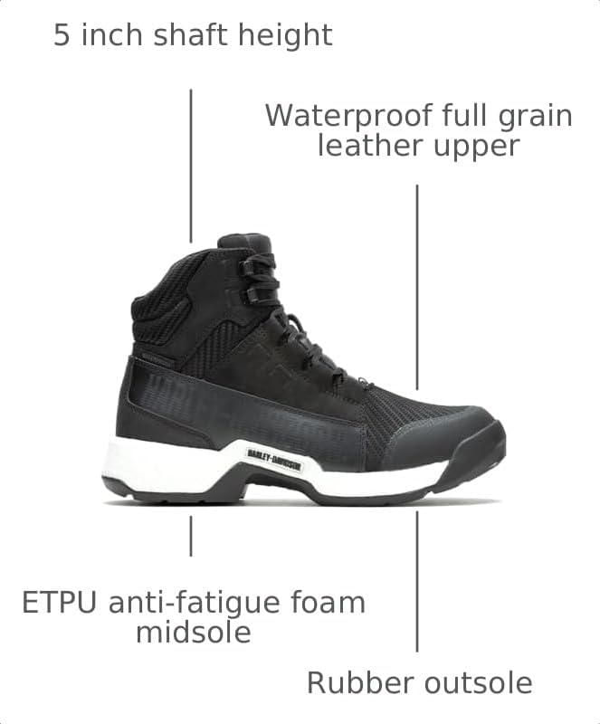 Bota Harley-Davidson 10 de cuero negro impermeable