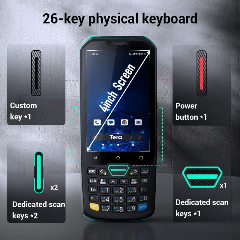 Escáner de códigos de barras Tera P400 Android 13 IP67 HS7
