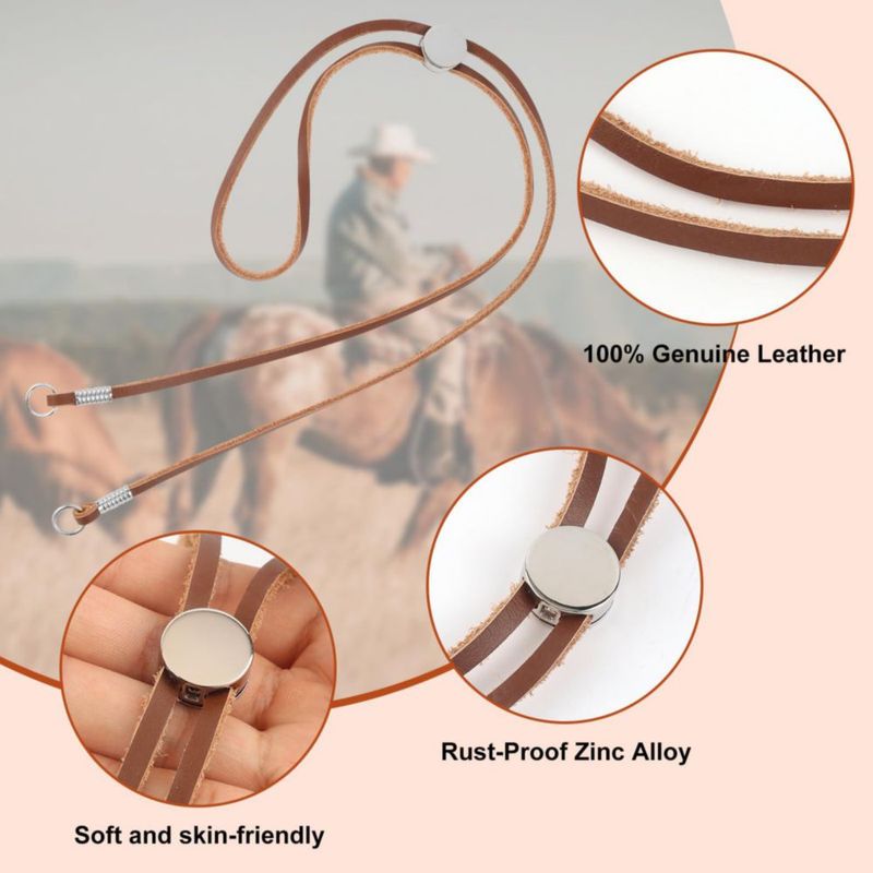 Correa de barbilla para sombrero Yumxio ajustable 45‑90 cm de cuero color camel