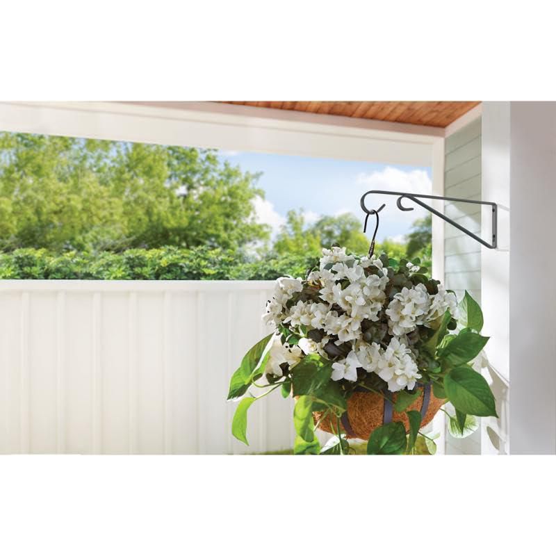 Soporte de pared Plant Hook LIVING ACCENTS acero negro 23 x 23 cm