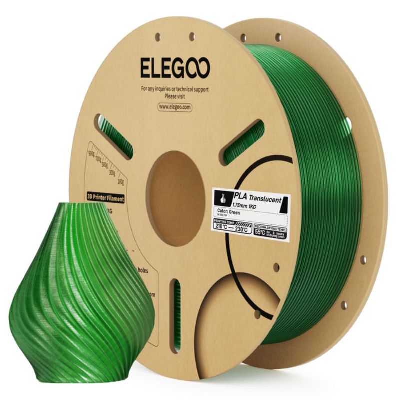 Filamento PLA ELEGOO 175 mm Verde Translúcido 1 kg
