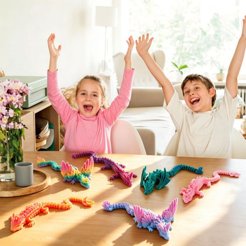 Juguete antiestrés JOYIN 30 cm Dragón 3D Pack de 6 Degradado