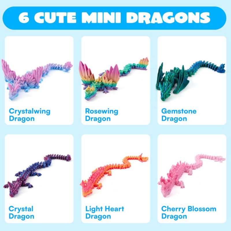 Juguete antiestrés JOYIN 30 cm Dragón 3D Pack de 6 Degradado