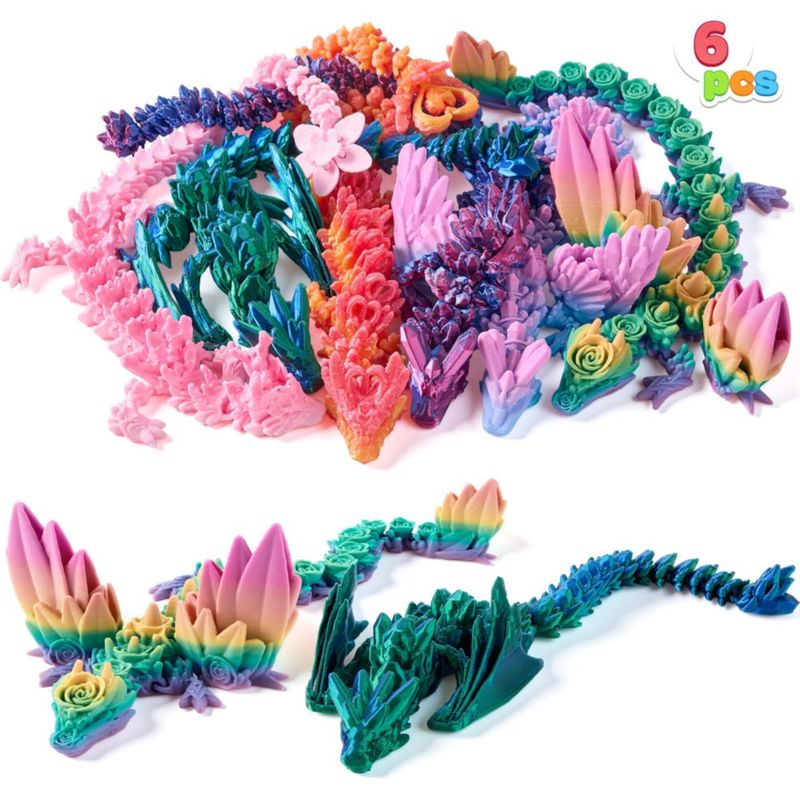 Juguete antiestrés JOYIN 30 cm Dragón 3D Pack de 6 Degradado