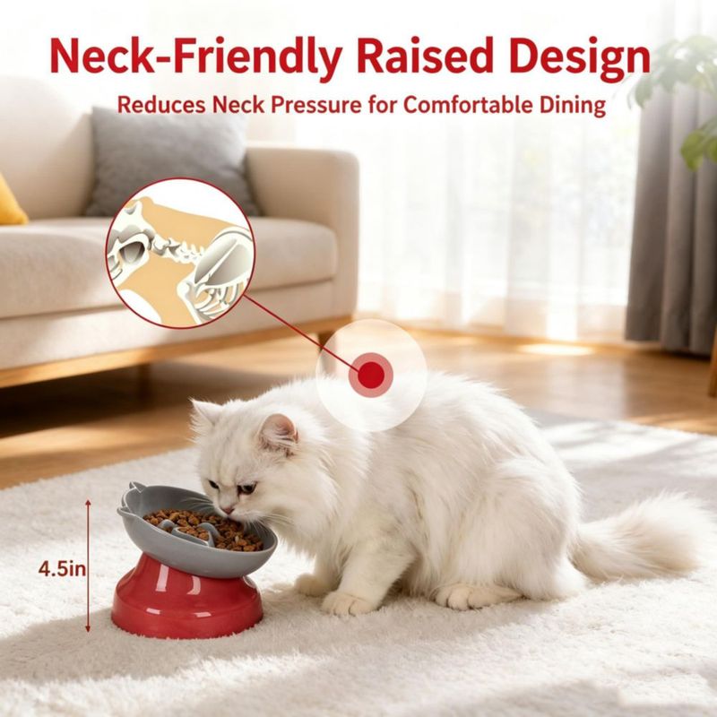 Tazón para gato KittyDine con inclinación de 15° alimentador lento de cerámica