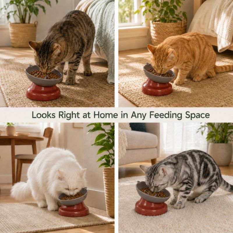Tazón para gato KittyDine con inclinación de 15° alimentador lento de cerámica