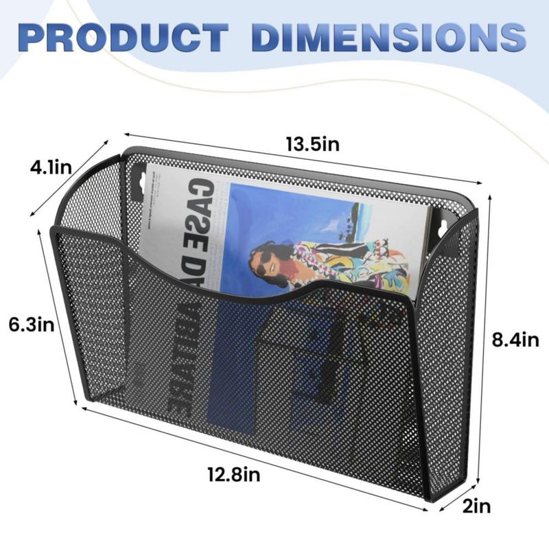 Organizador de archivos de pared MINDEPOT - paquete de 2 negro 34 × 10 × 21 cm
