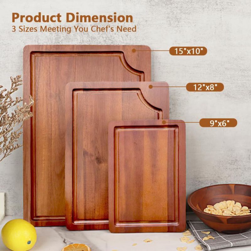 Set de tablas de cortar AIDEA 38x25 cm de madera de acacia