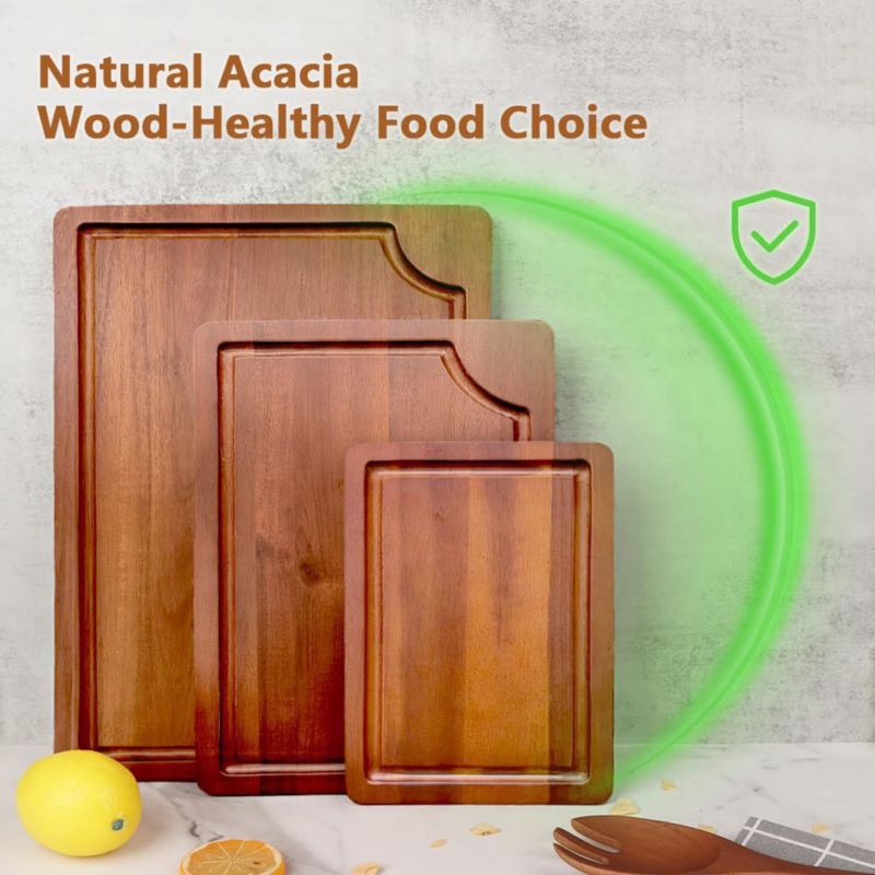Set de tablas de cortar AIDEA 38x25 cm de madera de acacia